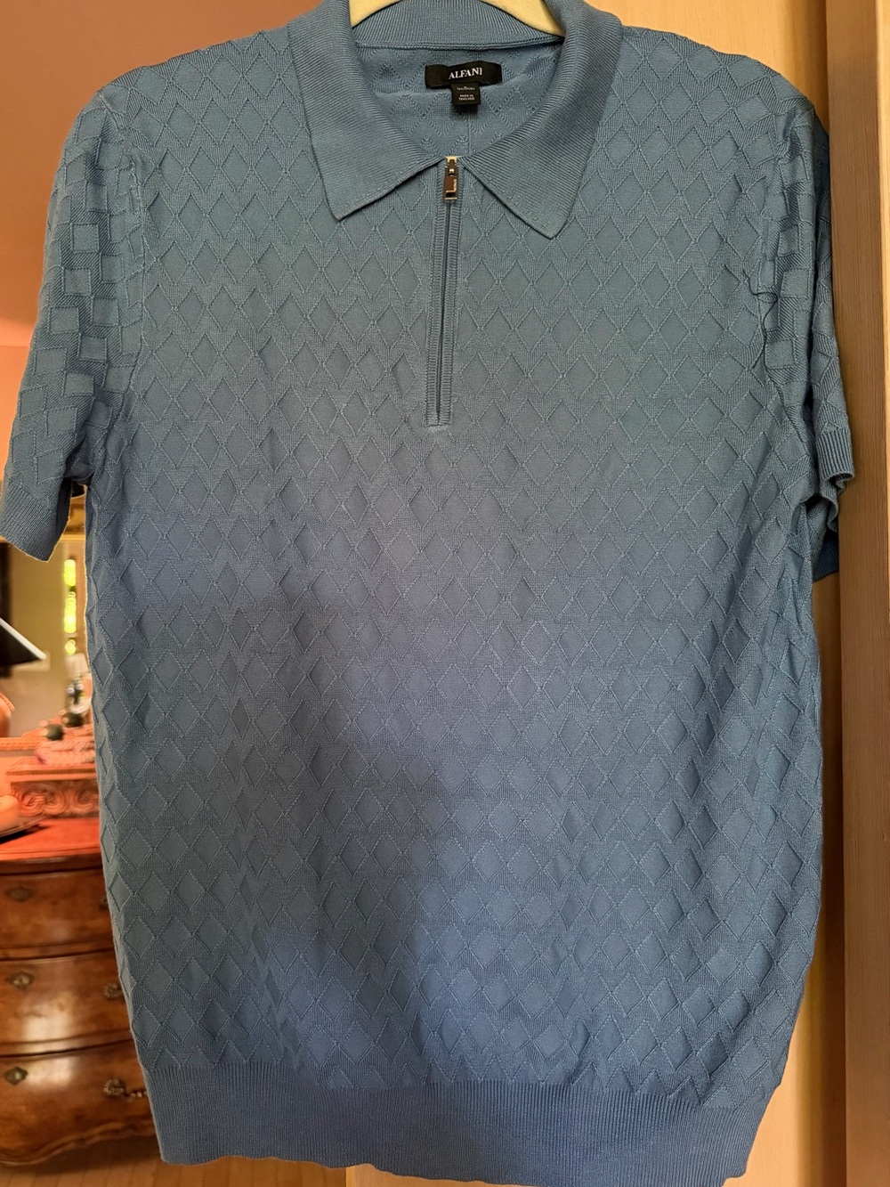 NWT Alfani Arcadian Sea blue 1/2 zip top Sz S